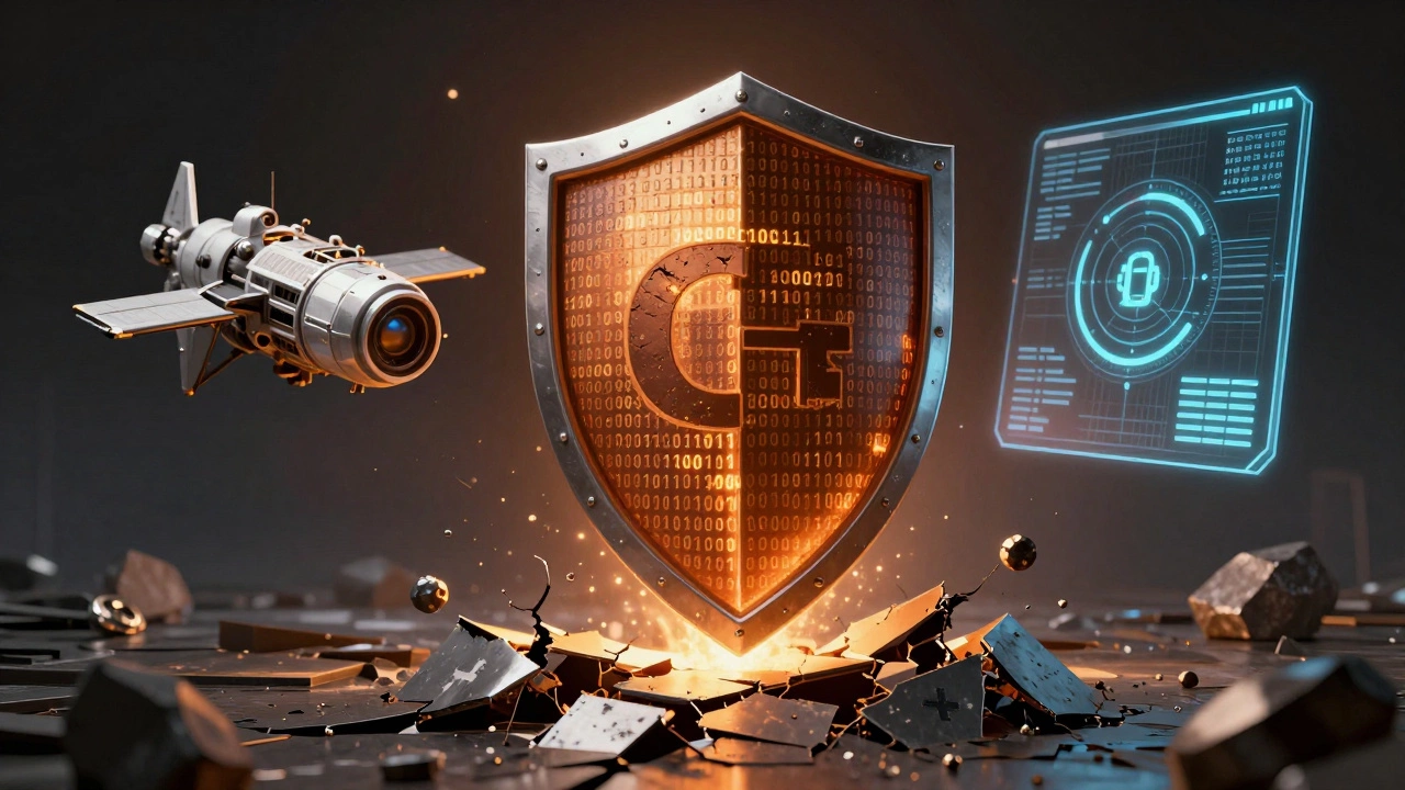 Rust as a protective shield over critical systems like spacecraft and medical AI, replacing outdated C++ code.