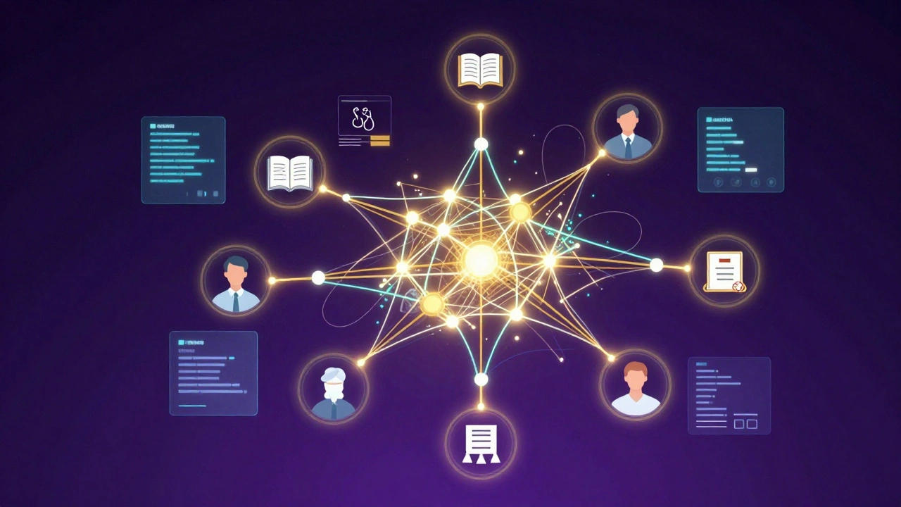 Abstract visualization of AI-powered personalized learning networks