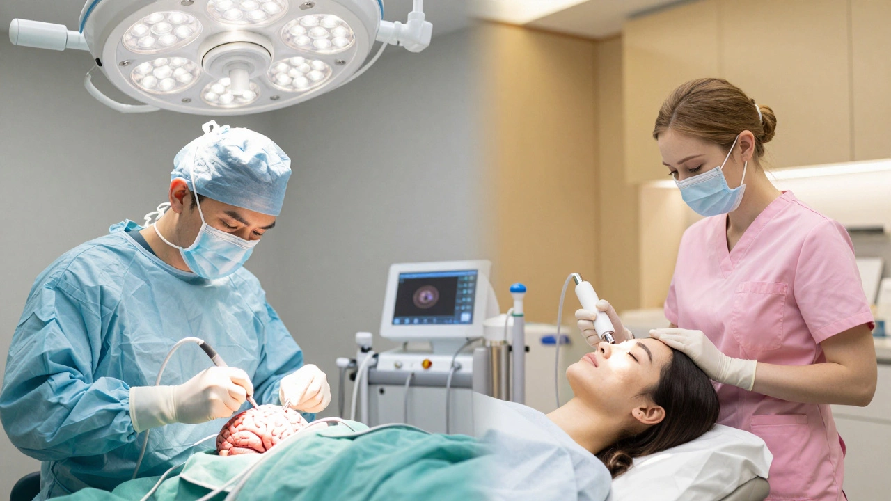 Comparison of neurosurgery and dermatology clinical settings