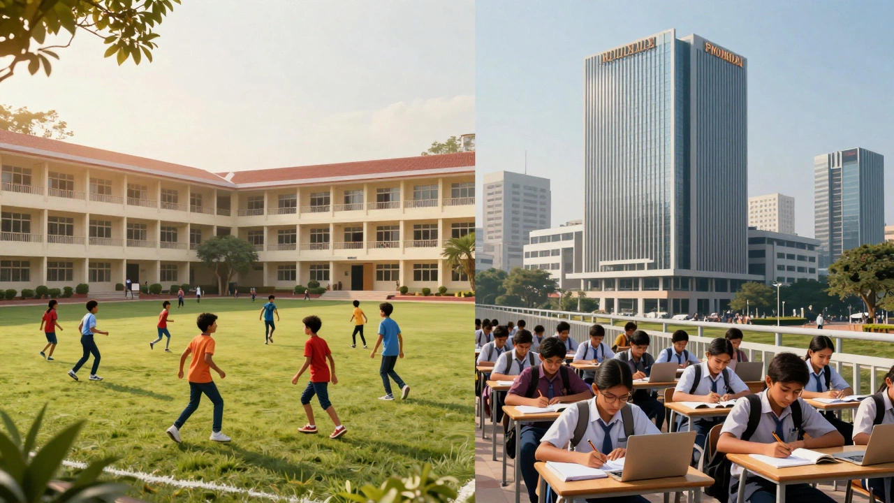 Comparison of rural government school and urban private school