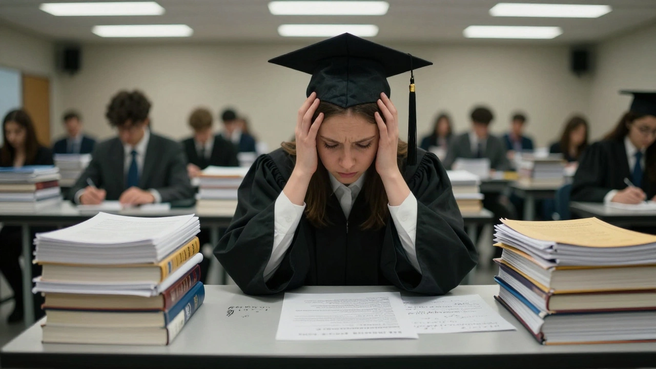 Law graduate taking the stressful bar exam