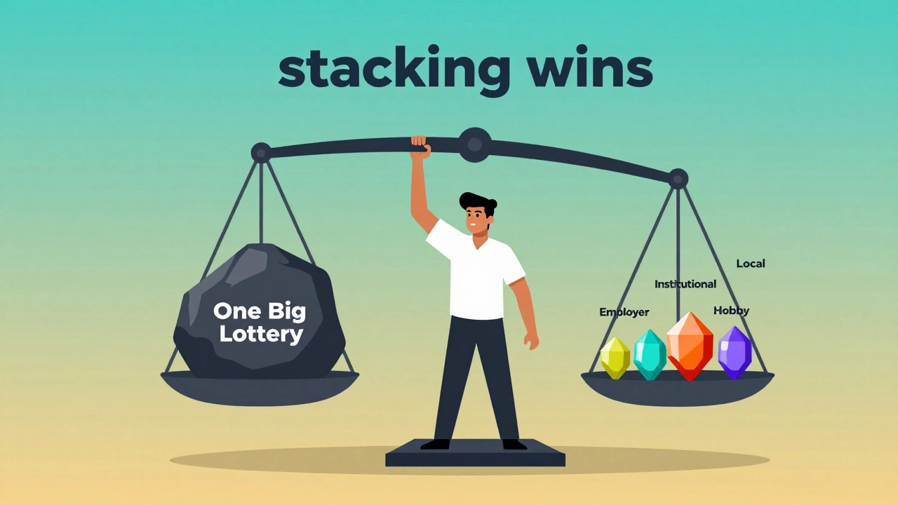 Student balancing scale with multiple small scholarships vs one big award
