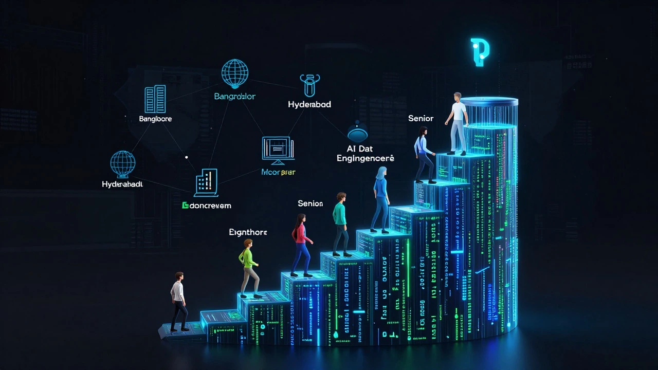 Abstract spiral staircase made of code representing career growth and salary increase.