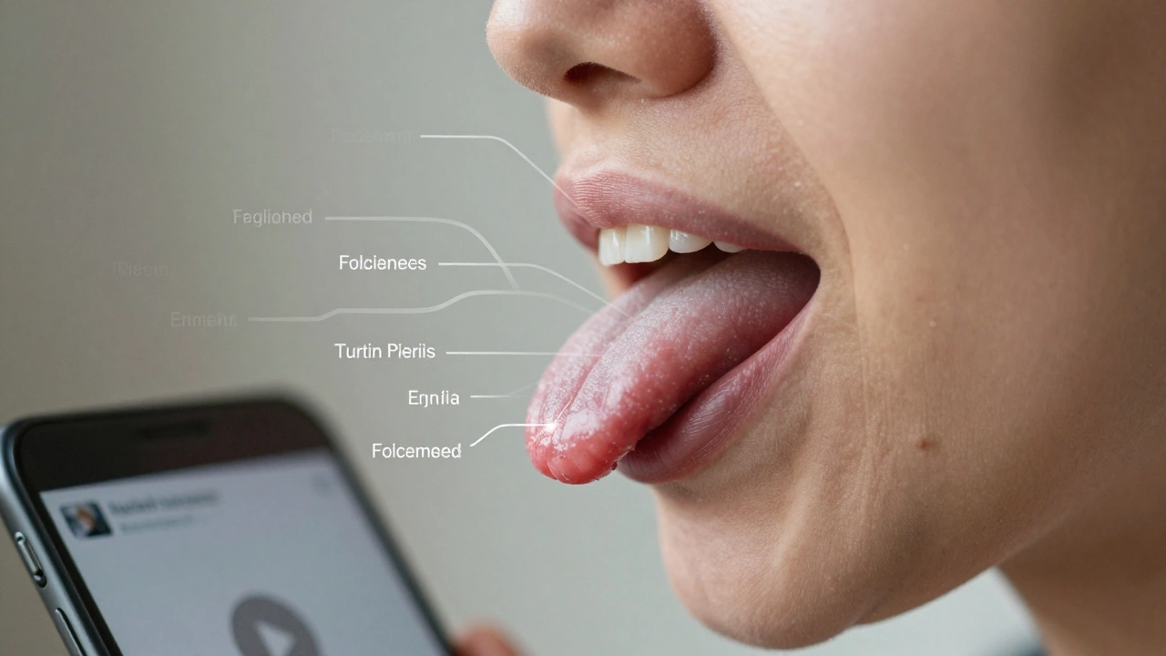 Close-up of mouth anatomy for pronunciation study