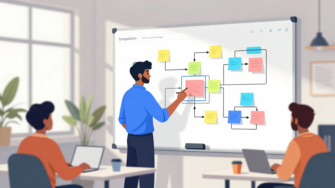 Indian tech team collaborating in a bright, modern startup office space