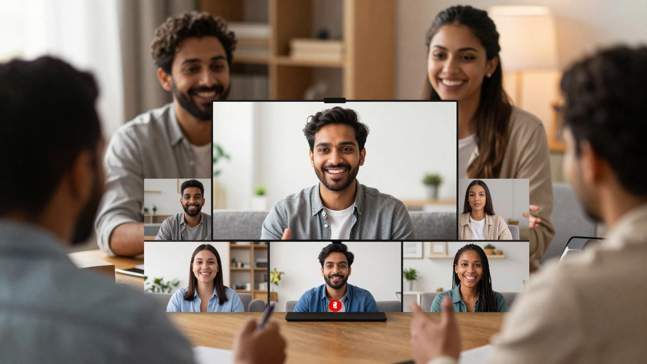 Confident user engaging in video conversation