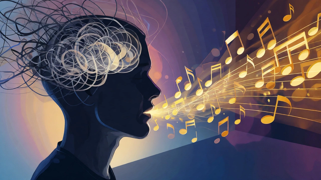 Abstract visualization of fluent speech emerging from mind